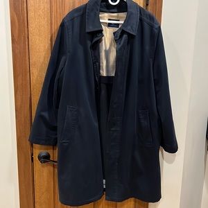 Joseph Abboud navy colored heavy car/rain coat with zip out liner. 48R size.